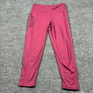 Balance Collection Womens Moto Leggings W29" Pink Ribbed Yoga Activewear